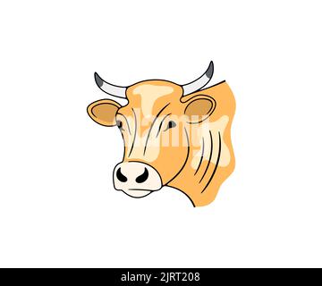 Vache, bétail, élevage et élevage de bétail, logo. Animaux, animaux de compagnie, ferme laitière, bétail, dessin vectoriel et illustration Illustration de Vecteur