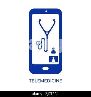 Icône médecin en ligne. Concept de soins de santé à distance ou de télémédecine. Illustration vectorielle plate Illustration de Vecteur