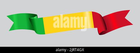 3D drapeau du Mali sur un ruban en tissu. Illustration de Vecteur