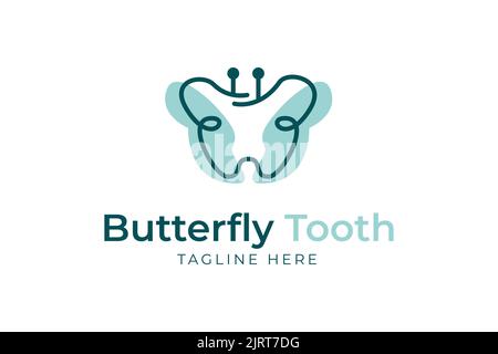 Un logo d'une dent de papillon - idéal pour la clinique de dentisterie pédiatrique Illustration de Vecteur