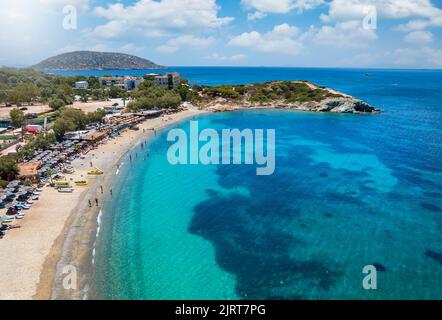 Vue aérienne de la célèbre plage de Mavro Lithari Banque D'Images