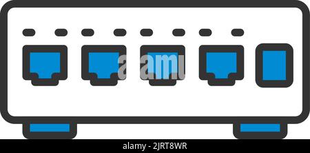 Icône commutateur Ethernet. Contour gras modifiable avec Color Fill Design. Illustration vectorielle. Illustration de Vecteur