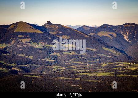 La belle vue de la nature montagneuse prise de la rue Rossfeld Panorama, haute-Bavière ('Rossfeld Panoramastrasse') Banque D'Images