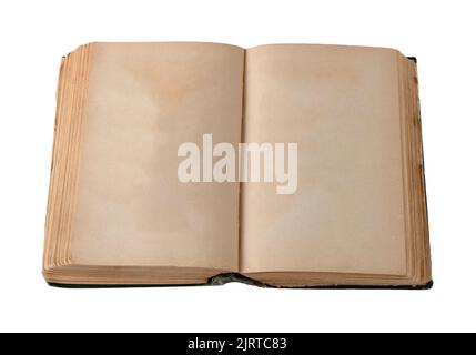 Pages d'un vieux livre ouvert. Feuille de papier jaune. Planche vierge avec espace pour le texte. Vue de dessus. Copier l'espace. Banque D'Images