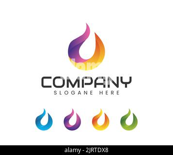 illustration vectorielle de la conception du logo flame fire. Logo flamme de feu vecteur. Modèle Hot logo. Icône de logo de droplet Illustration de Vecteur