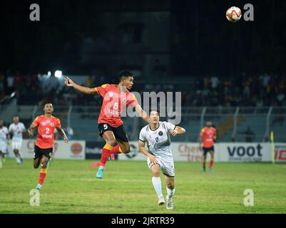 Le club du Bengale oriental a joué contre le FC unie du Rajasthan dans le match 19 pour le groupe B, Au cours de la coupe Durand football 2022 joué à 6 KISHORE BHARATI KRIRANGAN le 25-08-2022.PIC/ Ashutosh Pattra / www.imagesolutionr.inEmami East Bengal football Club(EEBFC) et Rajasthan United football Club(RUFC) a joué but moins de tirage dans le groupe B rencontre du 131st Durand Cup au KishorBharati Stadium, Jadpur Kolkata, le 25th août 2022. (Photo par Amlan Biswas/Pacific Press) Banque D'Images