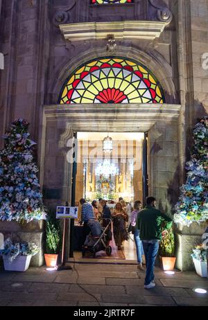 Église de la Peregrina la nuit Pontevedra Galice Espagne Banque D'Images