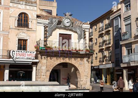 Ciudad Real, Espagne. La Casa del Reloj (horloge) sur la Plaza Mayor (place de la Grand-ville). Place principale de la ville Banque D'Images