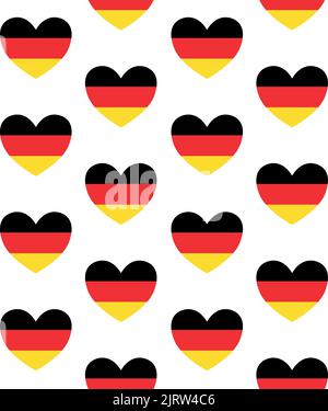 Motif vectoriel sans couture de coeur drapeau allemand plat isolé sur fond blanc Illustration de Vecteur