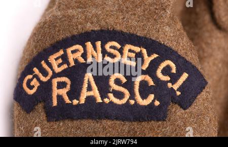 Guernesey Channel Islands RASC badge d'épaule tissé de la Seconde Guerre mondiale Banque D'Images