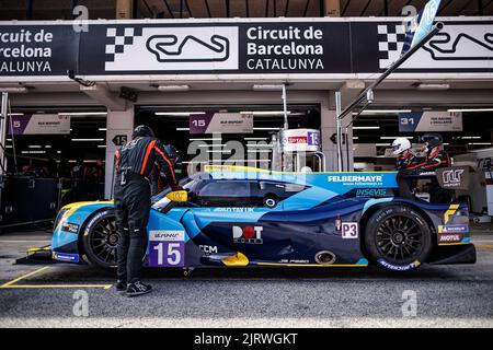 Barcelone, Espagne. 26th août 2022. 15 VATALANO Valentino (ger), FELBERMAYR Jr Horst (aut), McCusker Austin (etats-unis), RLR Msport, Ligier JS P320 - Nissan, pitlane, pendant les 4 heures de Barcelone 2022, 4th tour de la série européenne du Mans 2022 sur le circuit de Barcelone-Catalunya de 26 août à 28, à Barcelone, Espagne - photo Xavi Bonilla / DPPI crédit: DPPI Media / Alay Live News Banque D'Images