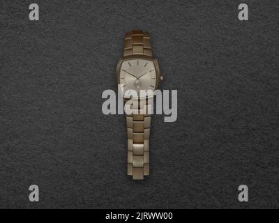 montre-robe or de luxe sur fond gris Banque D'Images