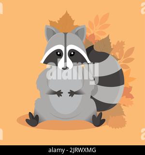 Illustration du vecteur d'automne animal de fond du raton laveur Illustration de Vecteur