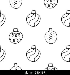 Motif sans couture avec joli motif en forme de boules de Noël ou de boules. Illustration de Vecteur