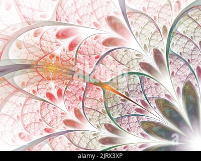 Belle fleur fractale dans le style vitrail. Illustration pour le design créatif, illustration abstraite 3d générée par ordinateur. Concept abstrait Uni Banque D'Images