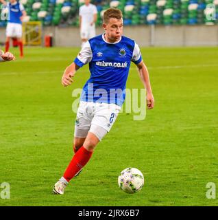 Kyle McClean - Linfield vs RFS, Europa Conference League Play-off, Windsor Park Belfast, 25th août 2022 Banque D'Images