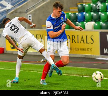 Ethan Devine - Linfield vs RFS, Europa Conference League Play-off, Windsor Park Belfast, 25th août 2022 Banque D'Images