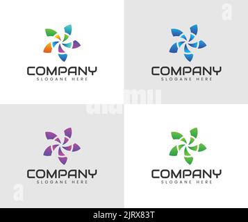 Illustration du modèle de logo énergie éolienne. Modèle de conception de logo Vector. Éoliennes et générateur d'énergie éolienne alternative. Environnement, écologie Illustration de Vecteur