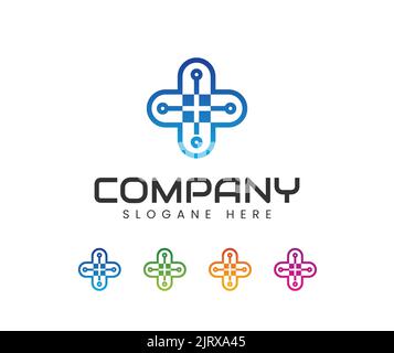 Modèles de logos de technologies de la santé modèles de logos de santé. Elément de modèle de conception de logo Medical Tech Illustration de Vecteur