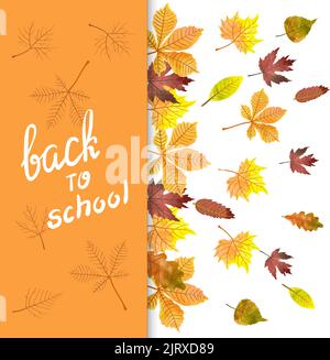 Arrière-plan vectoriel d'automne avec des feuilles aquarelles colorées. Design poster rentrée Illustration de Vecteur