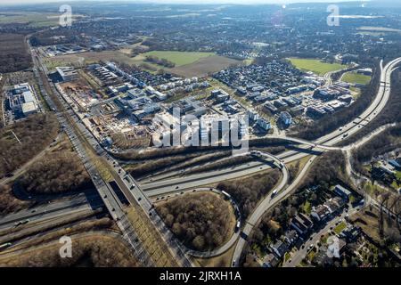 Vue aérienne, City Crone East, Federal Highway B1, A40 et B236, Dortmund, Région de la Ruhr, Rhénanie-du-Nord-Westphalie, Allemagne, Europe, DE, photographie aérienne, b Banque D'Images