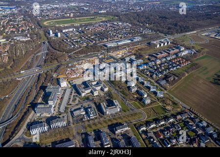 Vue aérienne, Stadtkrone-Ost, Bundesstraße B1, A40 et B236, Dortmund, Ruhrgebiet, Nordrhein-Westfalen, Allemagne, Europe, DE, photographie aérienne, oiseaux-e Banque D'Images