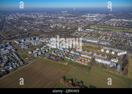 Vue aérienne, Stadtkrone-Ost, Bundesstraße B1, A40 et B236, Dortmund, Ruhrgebiet, Nordrhein-Westfalen, Allemagne, Europe, DE, photographie aérienne, oiseaux-e Banque D'Images