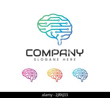 Technologie du cerveau Smart logo Icon design template. Moderne, simple et propre Illustration de Vecteur