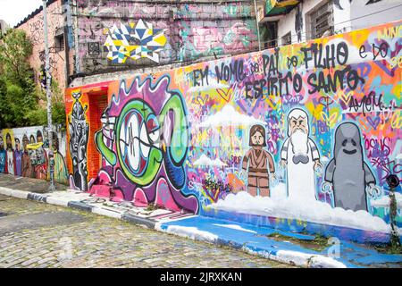 Batman's Alley, Vila Madalena, São Paulo Brésil - 16 février 2019 : Batman's Alley est un plat de graffiti situé à Vila Madalena, une ne bohème Banque D'Images