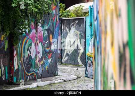 Batman's Alley, Vila Madalena, São Paulo Brésil - 16 février 2019 : Batman's Alley est un plat de graffiti situé à Vila Madalena, une ne bohème Banque D'Images