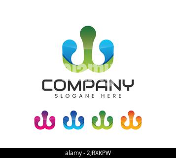 Lettre abstraite moderne avec logo. Vecteur de conception de logo W de la lettre d'entreprise Illustration de Vecteur