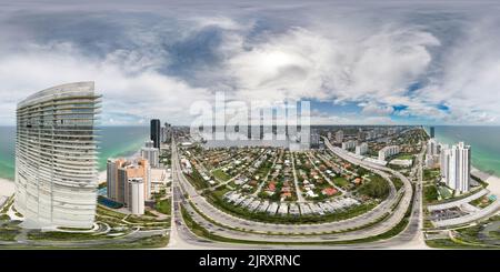 Vue panoramique à 360° de Drone aérien 360 panorama Sunny Isles Beach FL USA