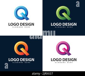 Lettre abstraite q moderne logo 3D. Modèle de logo Letter Q. Typographie Q tendance et créative et dégradé coloré Illustration de Vecteur