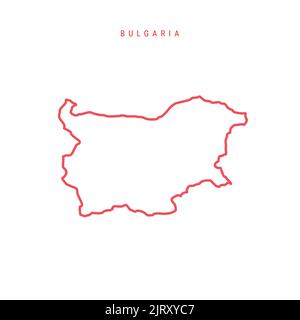 Bulgarie carte de contour modifiable. Frontière rouge bulgare. Nom du pays. Régler l'épaisseur de ligne. Changez de couleur. Illustration vectorielle. Illustration de Vecteur