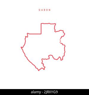 Carte de contour modifiable du Gabon. Frontière rouge gabonaise. Nom du pays. Régler l'épaisseur de ligne. Changez de couleur. Illustration vectorielle. Illustration de Vecteur