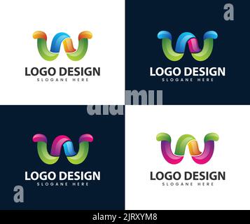 Lettre abstraite avec logo. Éléments de modèle de conception d'icône de logo Letter W. Vecteur de conception de logo W de la lettre d'entreprise. Logo W en couleur Illustration de Vecteur