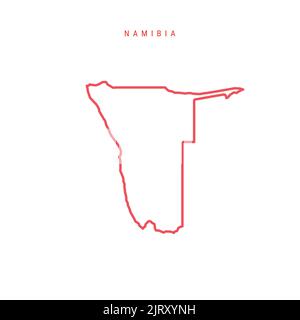 Namibie carte de contour modifiable. Frontière rouge namibienne. Nom du pays. Régler l'épaisseur de ligne. Changez de couleur. Illustration vectorielle. Illustration de Vecteur