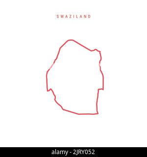 Carte des contours modifiable du Swaziland. Bordure rouge eSwatini. Nom du pays. Régler l'épaisseur de ligne. Changez de couleur. Illustration vectorielle. Illustration de Vecteur