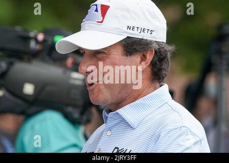 Atlanta, Géorgie, États-Unis. 24th août 2022. ATLANTA - 24 AOÛT : Billy Andrade sur le tee-shirt 10th pendant le DÉFI de Charity de championnat DE TOUR au club de golf d'East Lake sur 24 août 2022 à Atlanta, Géorgie. (Image de crédit : © Debby Wong/ZUMA Press Wire) Banque D'Images