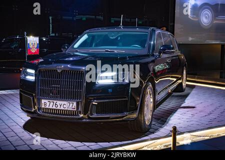 MOSCOU, RUSSIE - 17 AOÛT 2022: 'Aurus Senate Limousine' - (2018) voiture personnelle du Président de la Fédération de Russie V.V. Poutine. Exposition du Banque D'Images