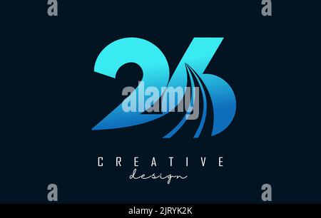 Logo Creative numéro 26 2 6 avec lignes de pointe et design Road concept. Nombre avec conception géométrique. Illustration vectorielle avec nombre et découpe créative Illustration de Vecteur