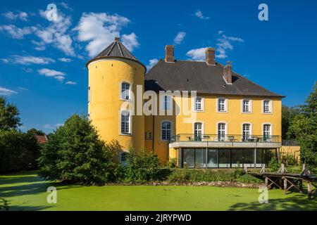 Allemagne, Bocholt, Basse-Rhin, Westmuensterland, Muensterland, Westphalie, Rhénanie-du-Nord-Westphalie, NRW, Bocholt-Barlo, Château de Diepenbrock, manoir, ancien domaine des chevaliers, baroque, château amarré, fossé d'eau Banque D'Images