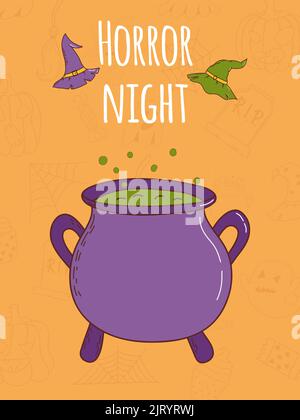 Invitation ou carte de voeux tirée à la main pour Halloween. Concept Trick or Treat. Illustration vectorielle Illustration de Vecteur