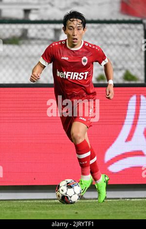 ANVERS - Koji Miyoshi du FC Royal Antwerp lors du match de la Ligue des conférences de l'UEFA entre le FC Royal Antwerp et Istanbul Basaksehir au stade de Boseuil sur 25 août 2022 à Anvers, en Belgique. ANP | hauteur néerlandaise | GERRIT DE COLOGNE Banque D'Images