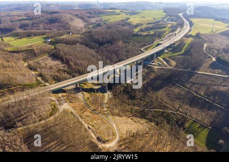 Pont autoroutier pont de la vallée Brunsbecke de l'autoroute A45 Sauerlandlinie, chantier de construction avec remplacement de nouvelles constructions à Dahl, Hagen, Sauerla Banque D'Images