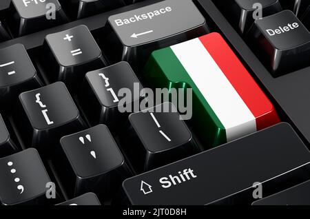 Drapeau italien peint sur le clavier de l'ordinateur. Commerce en ligne, l'éducation en Italie concept. 3D rendu Banque D'Images