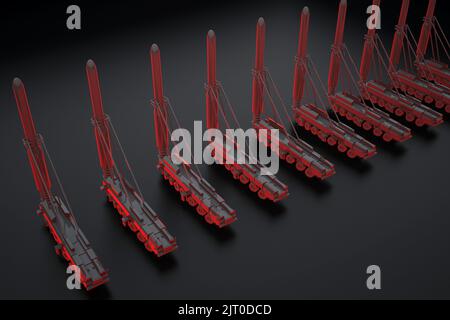 lanceur de camion nucléaire de groupe noir. 3d rendu Banque D'Images