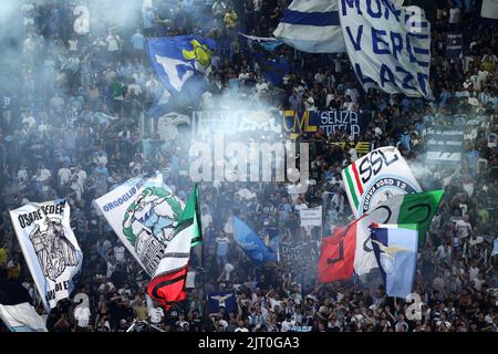 Supporters du Latium lors du championnat italien série Un match de football entre SS Latium et FC Internazionale sur 26 août 2022 au Stadio Olimpico à Rome, Italie - photo Federico Proietti / DPPI Banque D'Images