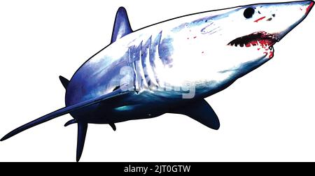 Motif et logo du tee-shirt Mako Shark Illustration de Vecteur