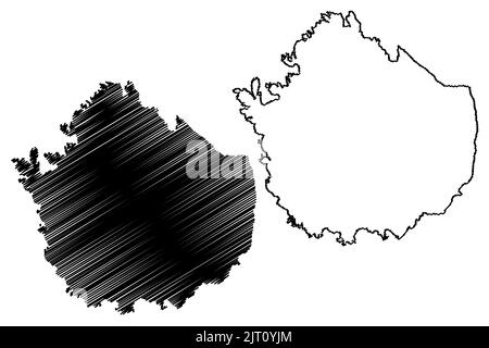 Île de Muckle Roe (Royaume-Uni de Grande-Bretagne et d'Irlande du Nord, Écosse, Shetland) carte illustration vectorielle, scribble sketch île de Muckle R Illustration de Vecteur